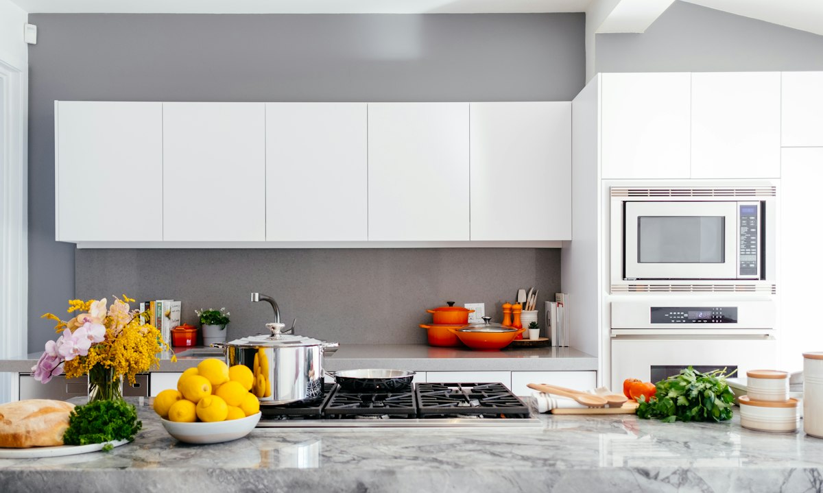 Family kitchen with gas cooking